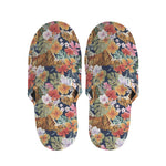 Flower And Tiger Pattern Print Slippers