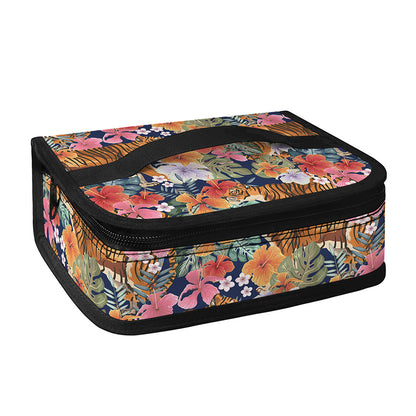 Flower And Tiger Pattern Print Small Lunch Bag