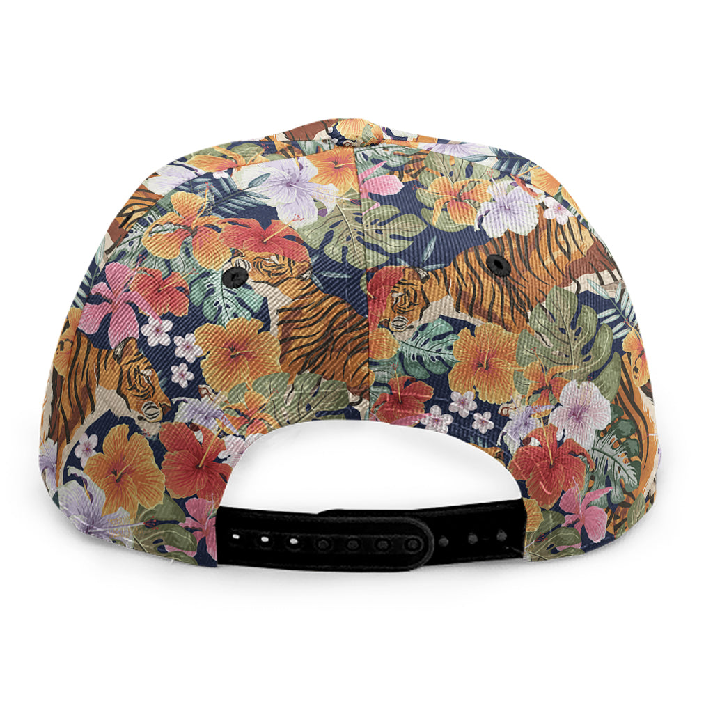 Flower And Tiger Pattern Print Snapback Cap