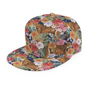 Flower And Tiger Pattern Print Snapback Cap