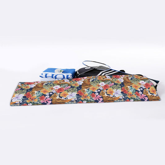 Flower And Tiger Pattern Print Sports Towel