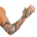 Flower And Tiger Pattern Print Sun Protection Arm Sleeves