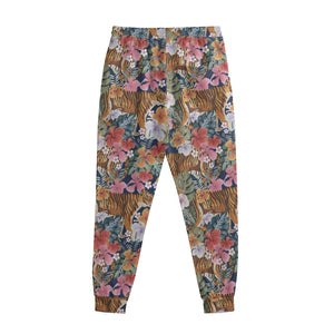 Flower And Tiger Pattern Print Sweatpants
