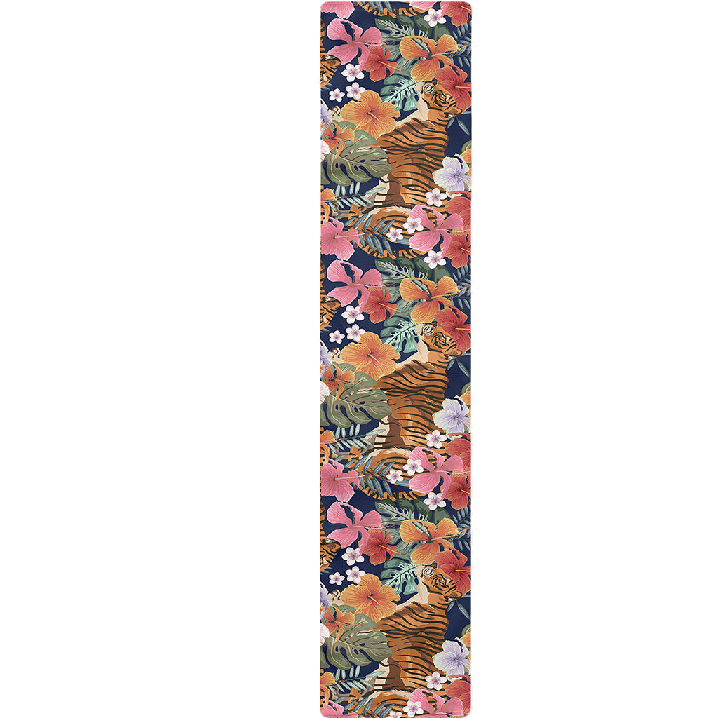 Flower And Tiger Pattern Print Table Runner