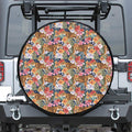 Flower And Tiger Pattern Print Tire Cover