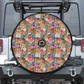 Flower And Tiger Pattern Print Tire Cover With Camera Hole