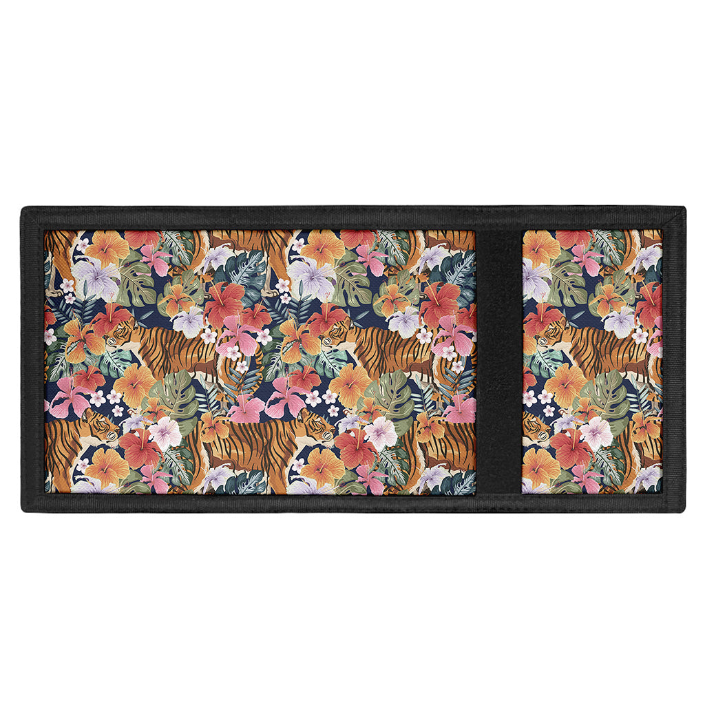 Flower And Tiger Pattern Print Trifold Wallet
