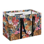 Flower And Tiger Pattern Print Utility Tote Bag