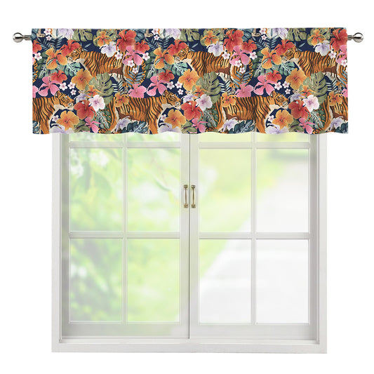 Flower And Tiger Pattern Print Window Valance