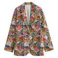 Flower And Tiger Pattern Print Women's Blazer