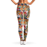Flower And Tiger Pattern Print Women's Leggings
