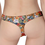Flower And Tiger Pattern Print Women's Thong