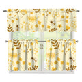 Flower Bee Pattern Print 3 Piece Kitchen Curtains