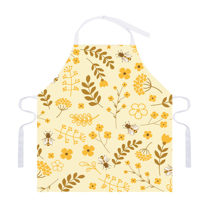 Flower Bee Pattern Print Adjustable Apron