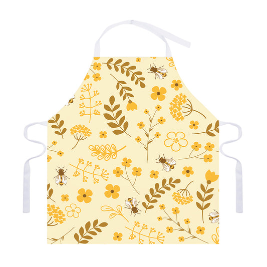 Flower Bee Pattern Print Adjustable Apron