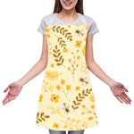 Flower Bee Pattern Print Adjustable Apron