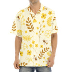 Flower Bee Pattern Print Aloha Shirt