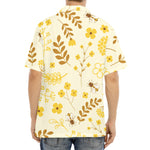 Flower Bee Pattern Print Aloha Shirt
