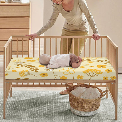 Flower Bee Pattern Print Baby Crib Sheet