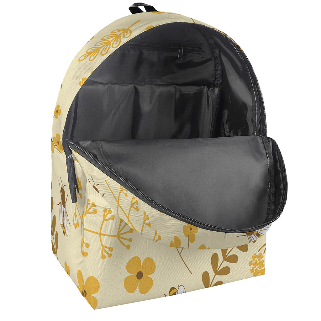 Flower Bee Pattern Print Backpack