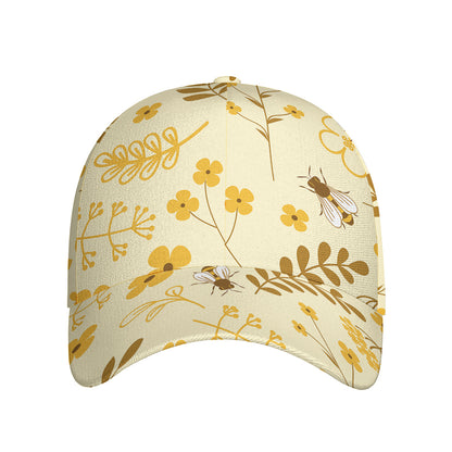 Flower Bee Pattern Print Baseball Cap
