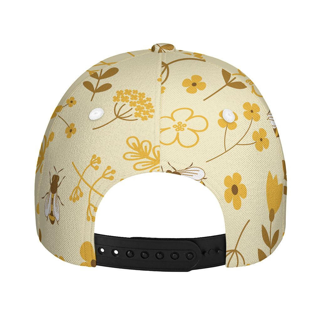 Flower Bee Pattern Print Baseball Cap