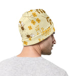 Flower Bee Pattern Print Beanie