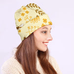 Flower Bee Pattern Print Beanie