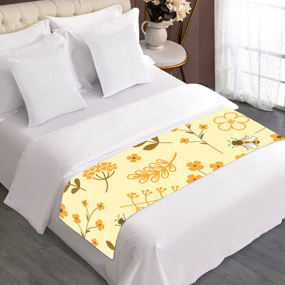 Flower Bee Pattern Print Bed Runner