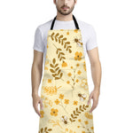 Flower Bee Pattern Print Bib Apron With Pocket