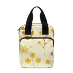 Flower Bee Pattern Print Bible Tote Bag
