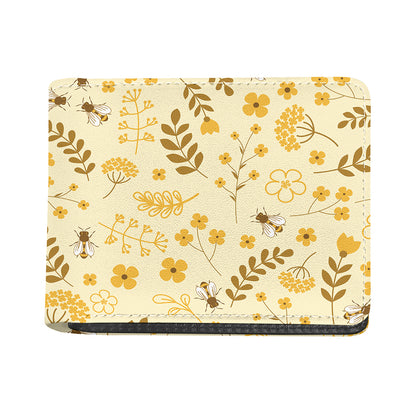 Flower Bee Pattern Print Bifold Wallet