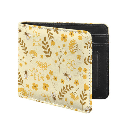 Flower Bee Pattern Print Bifold Wallet