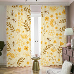 Flower Bee Pattern Print Blackout Pencil Pleat Curtains