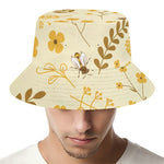 Flower Bee Pattern Print Bucket Hat