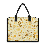 Flower Bee Pattern Print Canvas Tote Bag