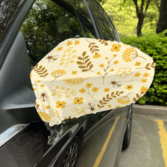 Flower Bee Pattern Print Car Side Mirror Covers