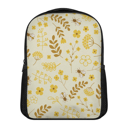 Flower Bee Pattern Print Casual Backpack