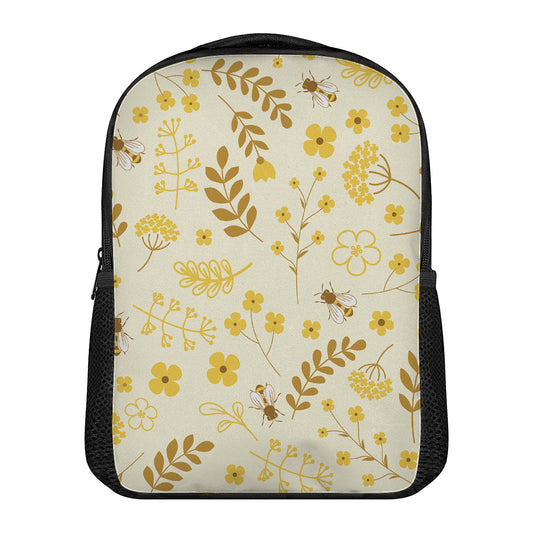 Flower Bee Pattern Print Casual Backpack
