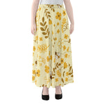 Flower Bee Pattern Print Chiffon Maxi Skirt