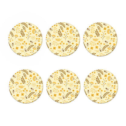 Flower Bee Pattern Print Coaster Set