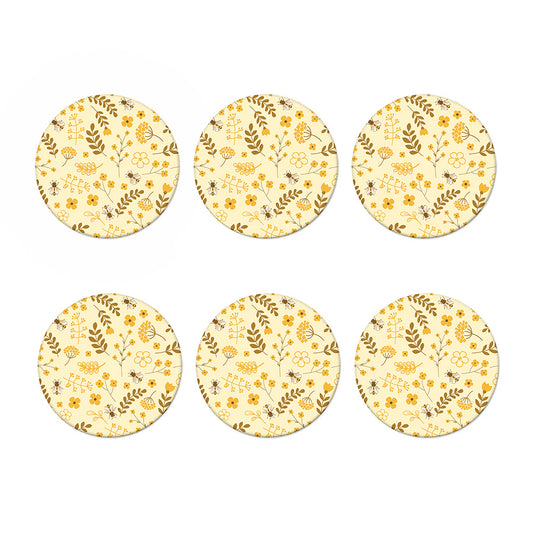 Flower Bee Pattern Print Coaster Set