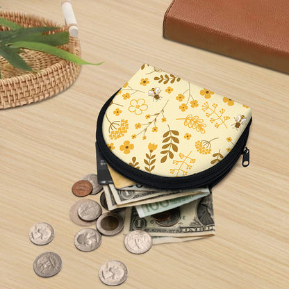 Flower Bee Pattern Print Coin Purse
