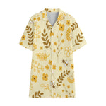Flower Bee Pattern Print Cotton Hawaiian Shirt