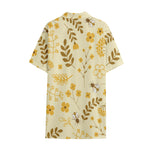 Flower Bee Pattern Print Cotton Hawaiian Shirt