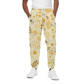 Flower Bee Pattern Print Cotton Sweatpants