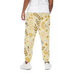 Flower Bee Pattern Print Cotton Pants