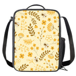 Flower Bee Pattern Print Crossbody Lunch Bag