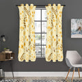 Flower Bee Pattern Print Grommet Curtain Panels