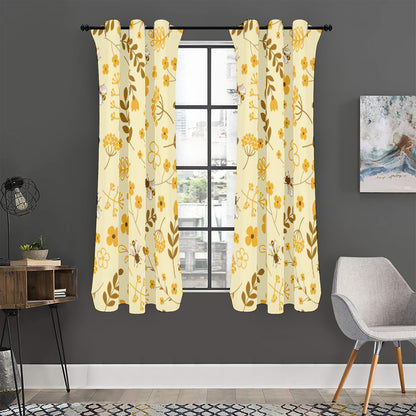 Flower Bee Pattern Print Curtain
